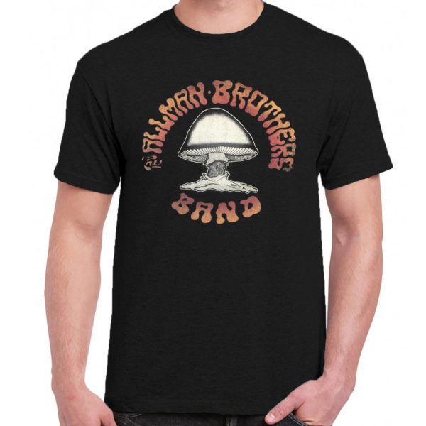 1 A 042 The Allman Brothers mushroom tattoo t shirt rock band metal retro punk vintage concert tshirts tour shirt rock t shirts for men rocker classic cotton design handmade logo new