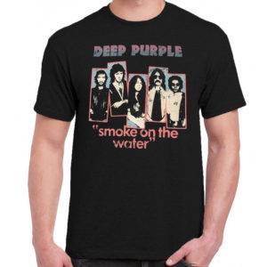 1 A 056 Deep Purple smoke on the water t shirt rock band metal retro punk vintage concert tshirts tour shirt rock t shirts for men rocker classic cotton design handmade logo new