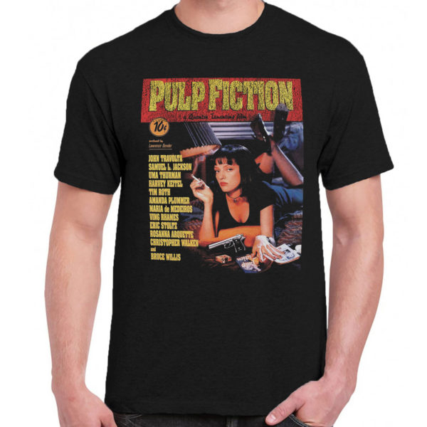 1 A 079 Pulp Fiction Travolta Tarantino Uma Thurman t shirt retro vintage for men classic cotton design handmade logo new