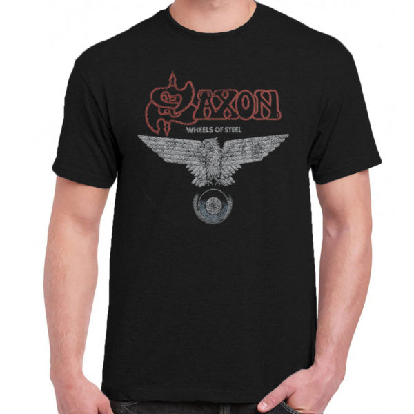 1 A 191 Saxons t shirt rock band metal retro punk vintage concert tshirts tour shirt rock t shirts for men rocker classic cotton design handmade logo new