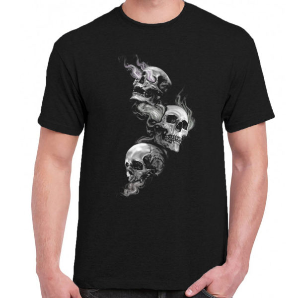 1 A 221 Skull Head t shirt rock band metal retro punk vintage concert tshirts tour shirt rock t shirts for men rocker classic cotton design handmade logo new