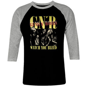 1 I 041 Guns N Roses raglan t shirt 3 4 sleeve rock band metal retro punk vintage concert cotton design handmade logo new