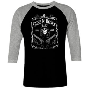 1 I 051 Guns N Roses 85 GnR raglan t shirt 3 4 sleeve rock band metal retro punk vintage concert cotton design handmade logo new