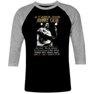 1 I 055 Johnny Cash Fabulous 86 concert raglan t shirt 3 4 sleeve rock band metal retro punk vintage concert cotton design handmade logo new