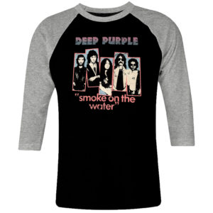 1 I 056 Deep Purple smoke on the water raglan t shirt 3 4 sleeve rock band metal retro punk vintage concert cotton design handmade logo new