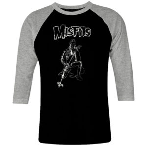 1 I 068 Misfits skeleton singer raglan t shirt 3 4 sleeve rock band metal retro punk vintage concert cotton design handmade logo new