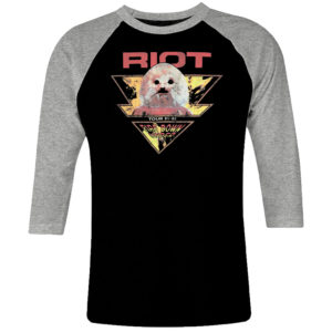 1 I 094 Riot USA 81 82 Fire Down raglan t shirt 3 4 sleeve rock band metal retro punk vintage concert cotton design handmade logo new