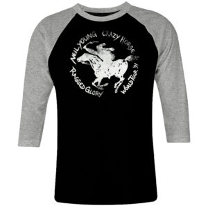 1 I 096 Neil Young Crazy Horse World 91 raglan t shirt 3 4 sleeve rock band metal retro punk vintage concert cotton design handmade logo new