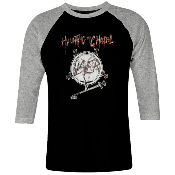 1 I 106 Slayer Haunting the Chapel raglan t shirt 3 4 sleeve rock band metal retro punk vintage concert cotton design handmade logo new
