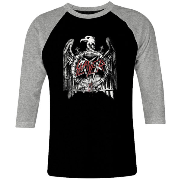 1 I 121 Slayer raglan t shirt 3 4 sleeve rock band metal retro punk vintage concert cotton design handmade logo new