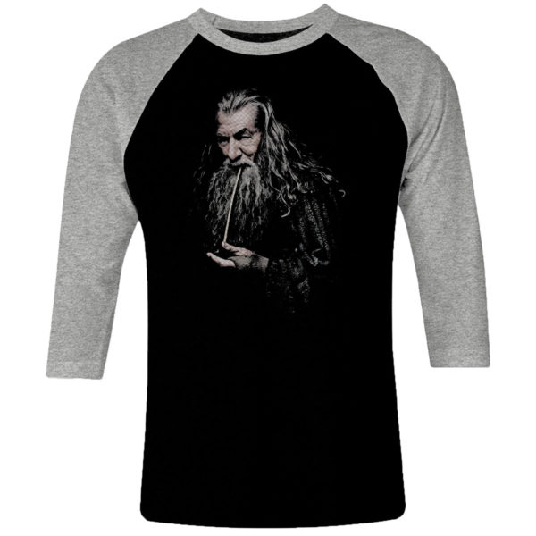 1 I 122 Gandalf Pipe raglan t shirt 3 4 sleeve rock band metal retro punk vintage concert cotton design handmade logo new