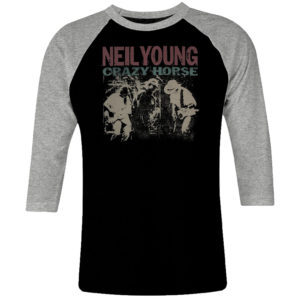1 I 124 Neil Young Crazy Horse raglan t shirt 3 4 sleeve rock band metal retro punk vintage concert cotton design handmade logo new
