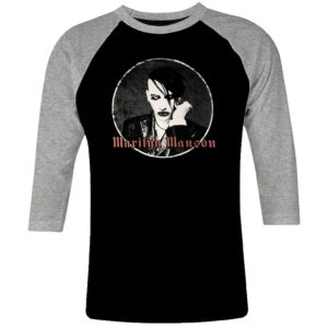 1 I 167 Marilyn Manson raglan t shirt 3 4 sleeve rock band metal retro punk vintage concert cotton design handmade logo new