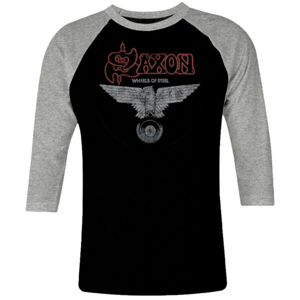1 I 191 Saxons raglan t shirt 3 4 sleeve rock band metal retro punk vintage concert cotton design handmade logo new