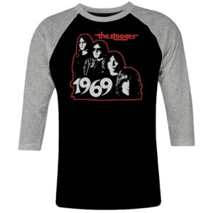 1 I 195 The Stooges Iggy raglan t shirt 3 4 sleeve rock band metal retro punk vintage concert cotton design handmade logo new