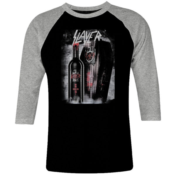 1 I 196 Slayer Reign In Blood raglan t shirt 3 4 sleeve rock band metal retro punk vintage concert cotton design handmade logo new