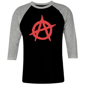 1 I 205 Anarchist Circle A Anarchy symbol raglan t shirt 3 4 sleeve rock band metal retro punk vintage concert cotton design handmade logo new