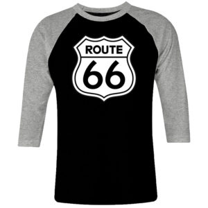 1 I 209 Route 66 Will Rogers Highway biker raglan t shirt 3 4 sleeve rock band metal retro punk vintage concert cotton design handmade logo new