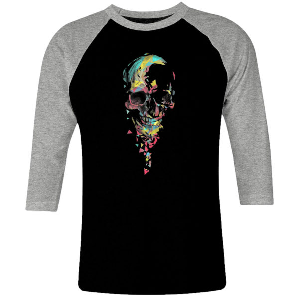 1 I 215 Skull Head raglan t shirt 3 4 sleeve rock band metal retro punk vintage concert cotton design handmade logo new