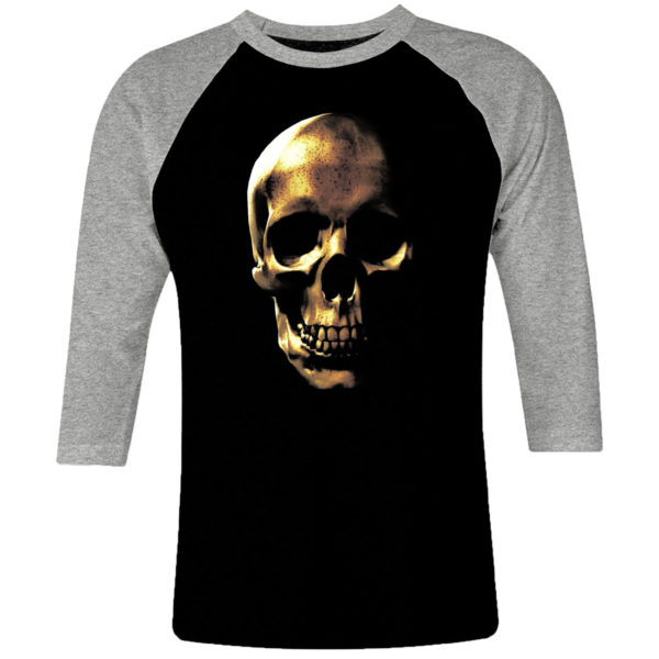 1 I 216 Skull Head raglan t shirt 3 4 sleeve rock band metal retro punk vintage concert cotton design handmade logo new