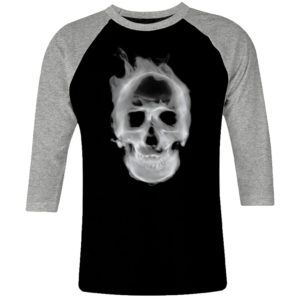 1 I 227 Skull Head raglan t shirt 3 4 sleeve rock band metal retro punk vintage concert cotton design handmade logo new