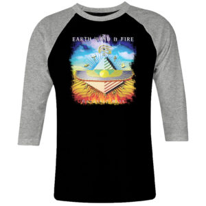 1 I 336 Earth Wind and Fire raglan t shirt 3 4 sleeve rock band metal retro punk vintage concert cotton design handmade logo new