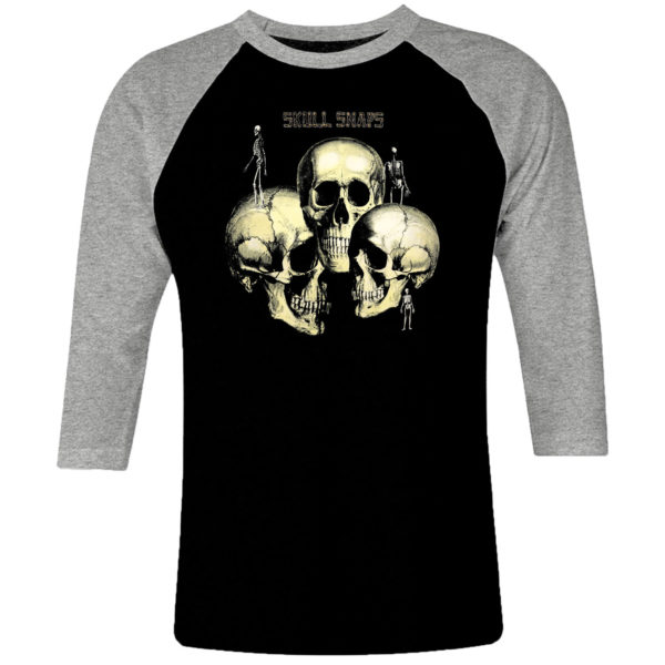 1 I 466 Skull Snaps 1973 raglan t shirt 3 4 sleeve rock band metal retro punk vintage concert cotton design handmade logo new