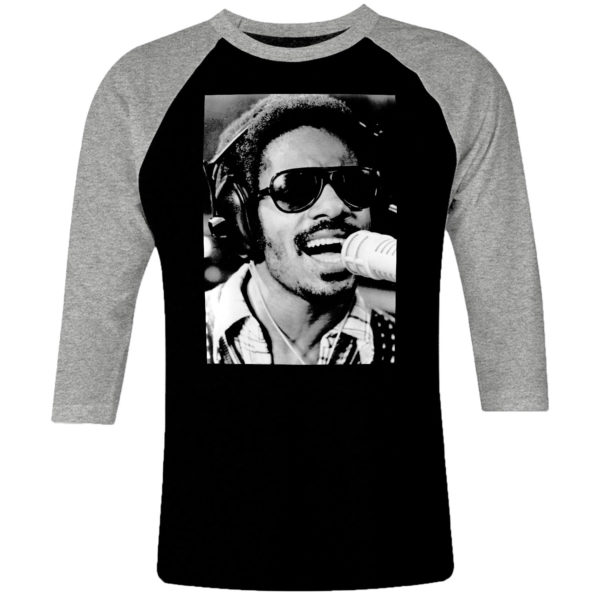 1 I 479 Stevie Wonder 1973 raglan t shirt 3 4 sleeve rock band metal retro punk vintage concert cotton design handmade logo new
