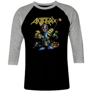 1CP I 036 ANTHRAX raglan t shirt 3 4 sleeve rock band metal retro punk vintage concert cotton design handmade logo new