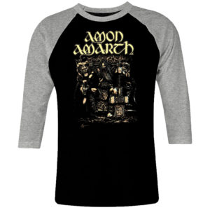 1CP I 041 AMON AMARTH Viking raglan t shirt 3 4 sleeve rock band metal retro punk vintage concert cotton design handmade logo new