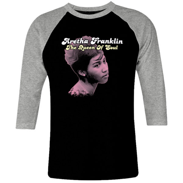 1CP I 053 Aretha Franklin The Queen of Soul raglan t shirt 3 4 sleeve retro vintage tshirts shirt t shirts for men classic cotton design handmade logo new