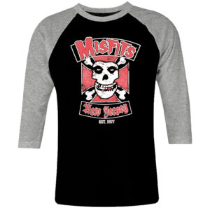 1CP I 077 Misfits raglan t shirt 3 4 sleeve rock band metal retro punk vintage concert cotton design handmade logo new