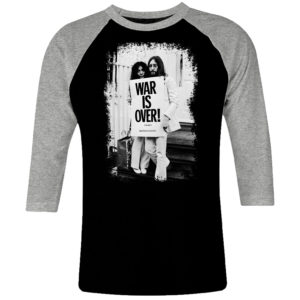1CP I 093 WAR IS OVER John Lennon and Yoko Ono raglan t shirt 3 4 sleeve rock band metal retro punk vintage concert cotton design handmade logo new