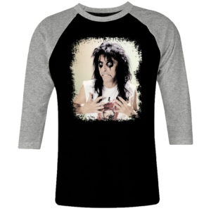1CP I 096 Alice Cooper raglan t shirt 3 4 sleeve rock band metal retro punk vintage concert cotton design handmade logo new