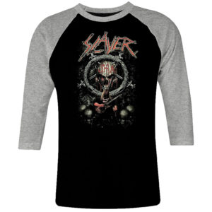 1CP I 120 SLAYER raglan t shirt 3 4 sleeve rock band metal retro punk vintage concert cotton design handmade logo new