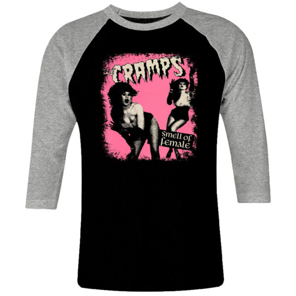 1CP I 217 Cramps Smell of Female raglan t shirt 3 4 sleeve rock band metal retro punk vintage concert cotton design handmade logo new