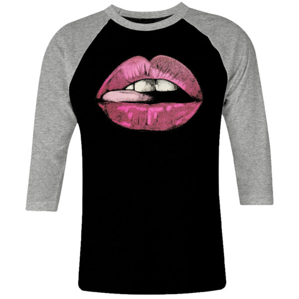 1CP I 252 Woman lips tongue sexy raglan t shirt 3 4 sleeve retro vintage tshirts shirt t shirts for men classic cotton design handmade logo new