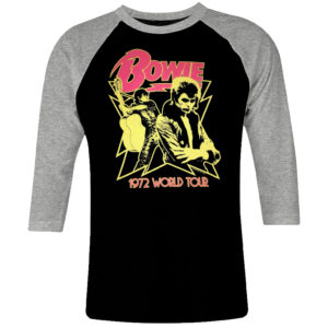 1CP I 279 Bowie 1972 World Tour raglan t shirt 3 4 sleeve rock band metal retro punk vintage concert cotton design handmade logo new