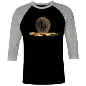 1CP I 354 Bitcoin cryptocurrency raglan t shirt 3 4 sleeve retro vintage tshirts shirt t shirts for men classic cotton design handmade logo new
