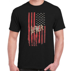 1CP A 003 Slayer US flag t shirt rock band metal retro punk vintage concert tshirts tour shirt rock for men classic cotton logo gift quality new