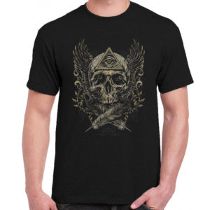 1CP A 027 Skull eye of providence t shirt rock band metal retro punk vintage concert tshirts tour shirt rock for men classic cotton logo gift quality new