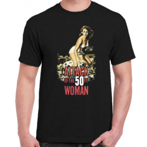 1CP A 062 Attack Of The 50ft Woman 1958 t shirt retro vintage tshirts shirt t shirts for men classic cotton design handmade logo new