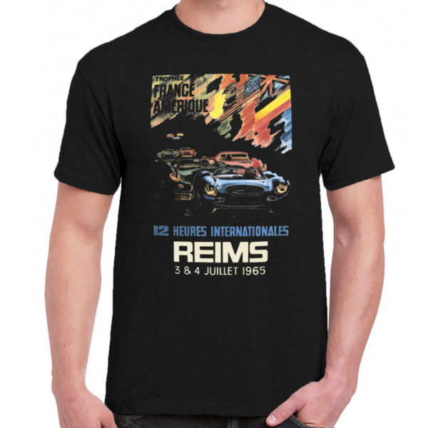 1CP A 084 Trophee France Amerique 12 heures internationales Reims 1965 race car t shirt retro vintage tshirts shirt t shirts for men classic cotton design handmade logo new