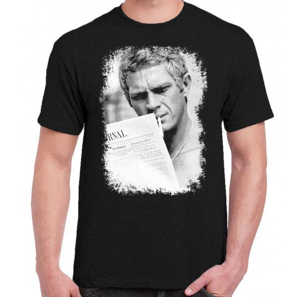 1CP A 321 Steve Mcqueen reading smoking t shirt retro vintage tshirts shirt t shirts for men classic cotton design handmade logo new