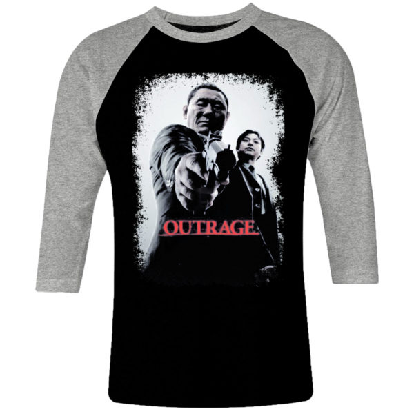 6 I 043 OUTRAGE Takeshi Kitano Ryo Kase Tomokazu Miura raglan t shirt 3 4 cult movie film serie retro vintage tshirts shirt t shirts for men cotton design handmade logo new