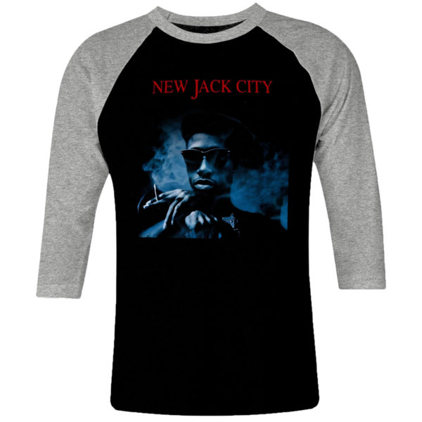 6 I 045 New Jack City Mario Van Peebles Wesley Snipes Ice T Chris Rock raglan t shirt 3 4 cult movie film serie retro vintage tshirts shirt t shirts for men cotton design handmade logo new