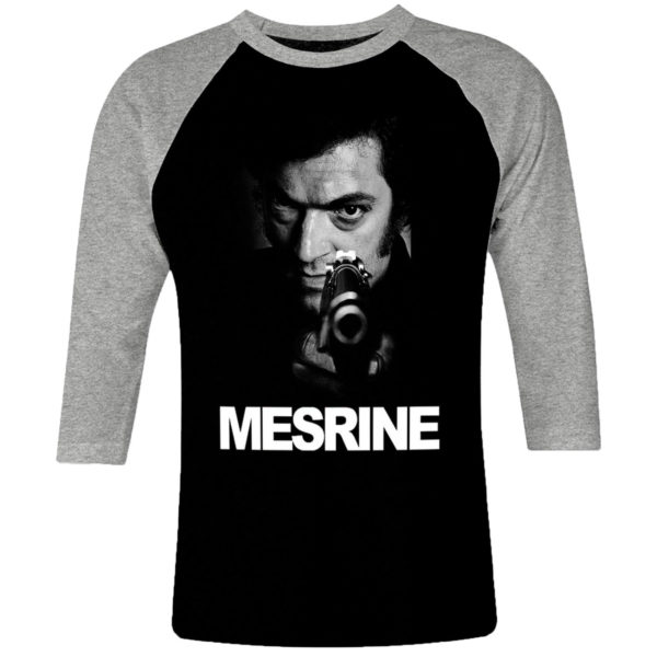 6 I 084 MESRINE Vincent Cassel french gangster raglan t shirt 3 4 cult movie film serie retro vintage tshirts shirt t shirts for men cotton design handmade logo new