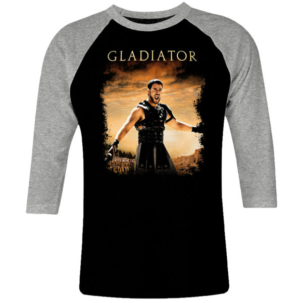 6 I 165 GLADIATOR Russell Crowe Joaquin Phoenix raglan t shirt 3 4 cult movie film serie retro vintage tshirts shirt t shirts for men cotton design handmade logo new