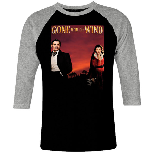 6 I 168 Gone with the Wind Clark Gable Vivien Leigh raglan t shirt 3 4 cult movie film serie retro vintage tshirts shirt t shirts for men cotton design handmade logo new