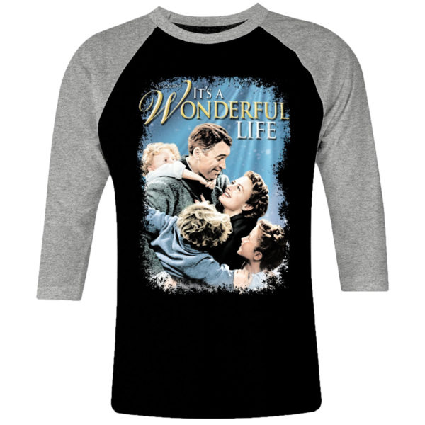 6 I 206 Its a Wonderful Life James Stewart raglan t shirt 3 4 cult movie film serie retro vintage tshirts shirt t shirts for men cotton design handmade logo new